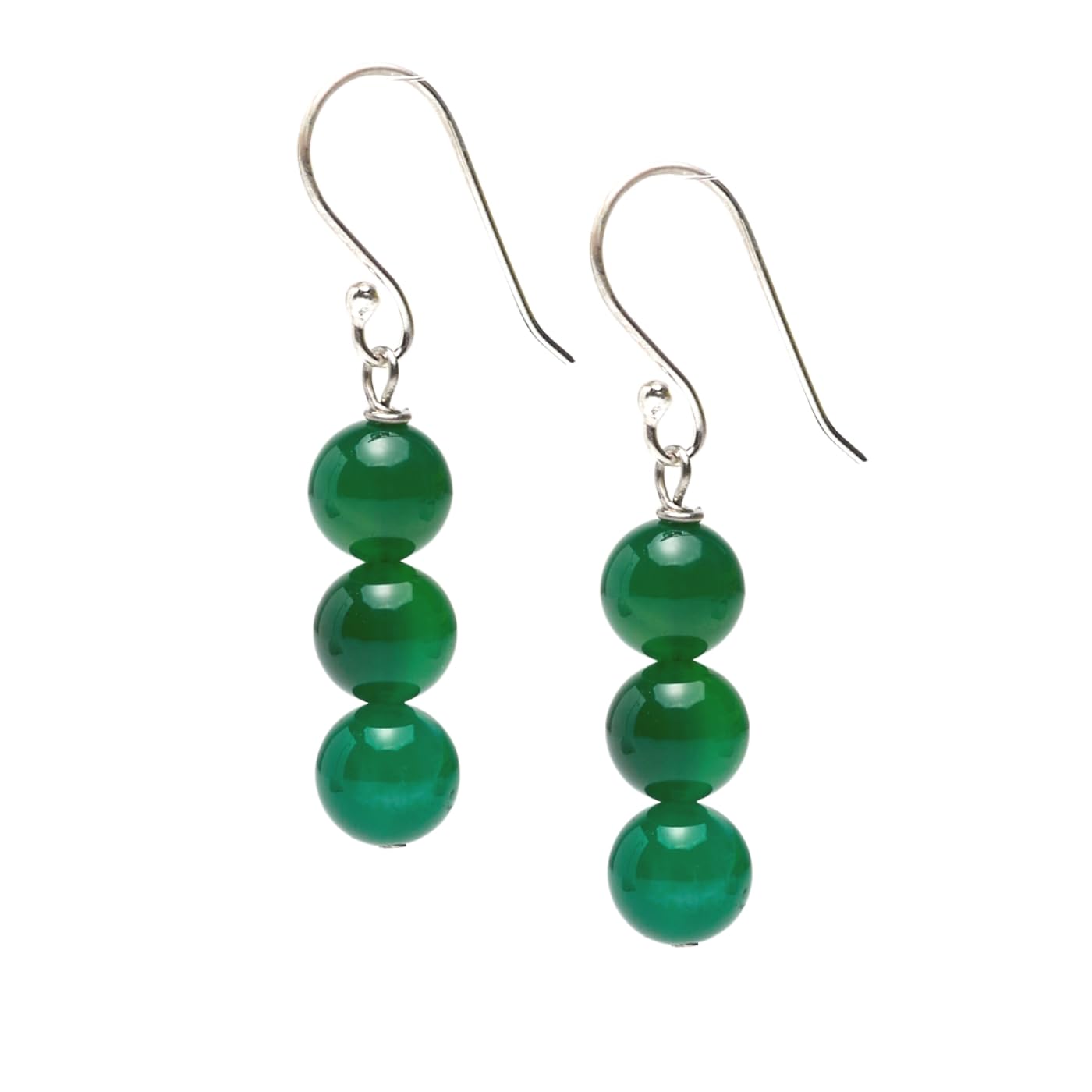 Boucles d'oreilles en perles de pierre naturelle triple faites à la main avec crochets en argent sterling