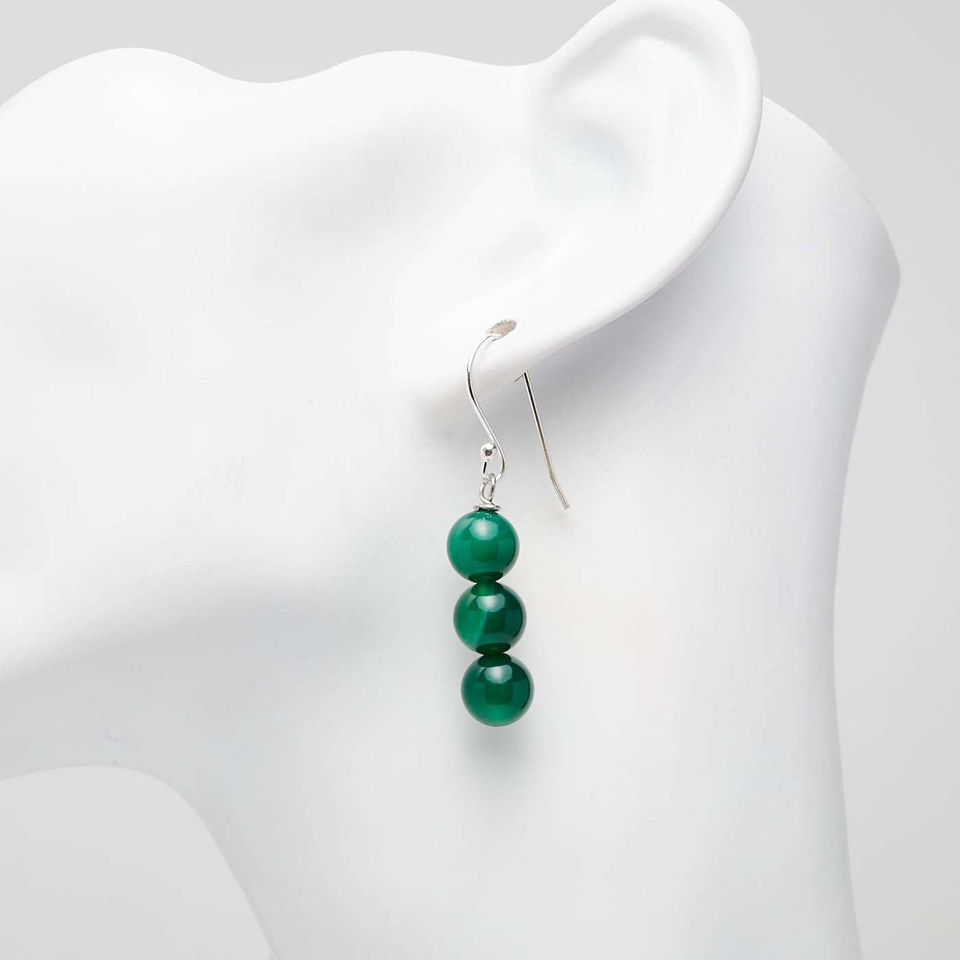 Boucles d'oreilles en perles de pierre naturelle triple faites à la main avec crochets en argent sterling