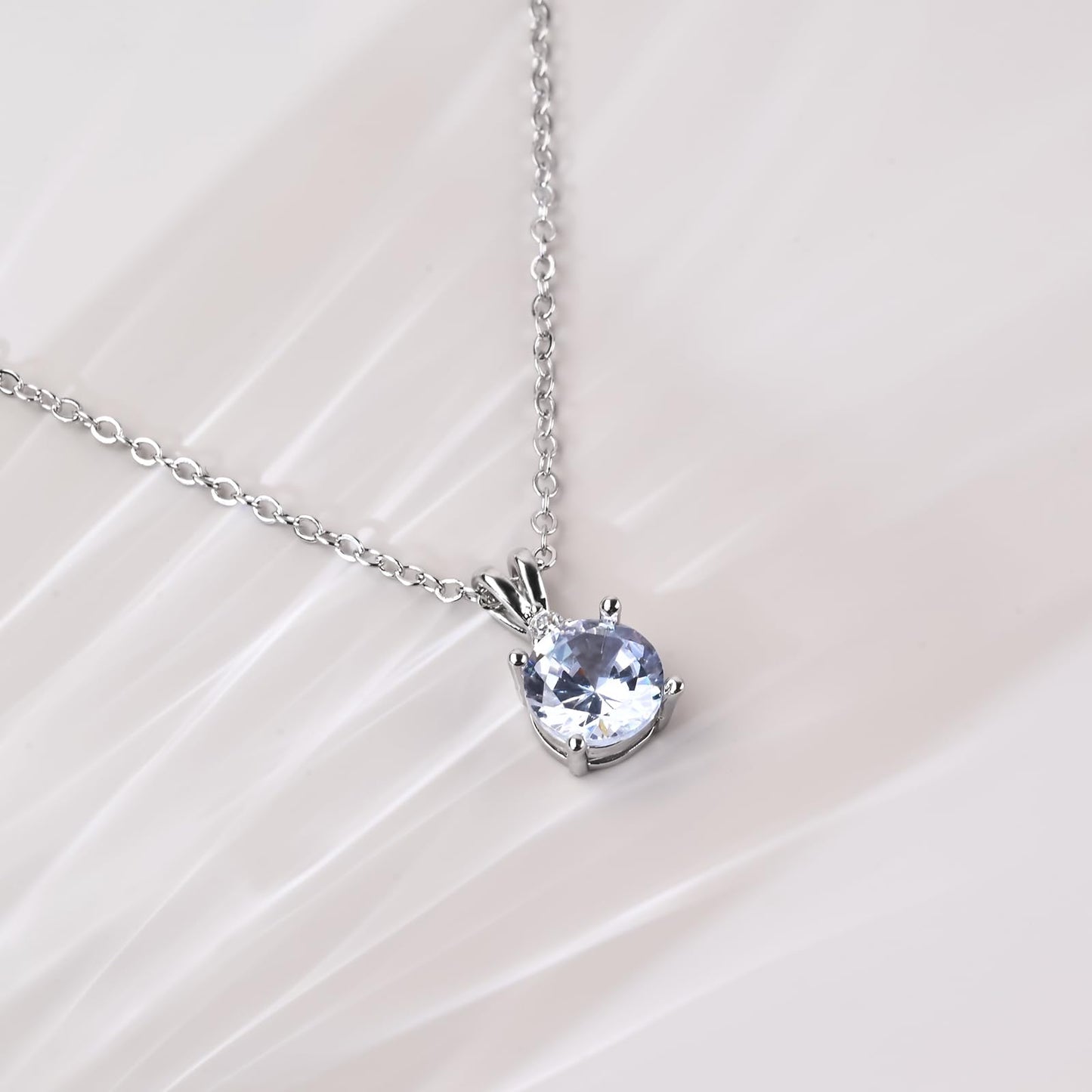 Femmes Argent Diamant Collier, 925 Sterling Silver Chain Pendentif Collier