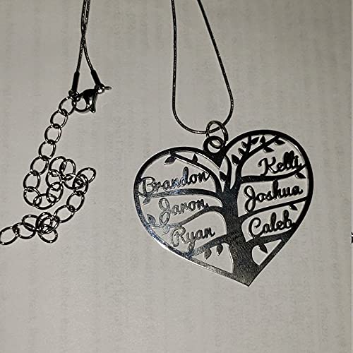 Collier pour Femme en Argent, Personnalisé Nom, Arbre Généalogique