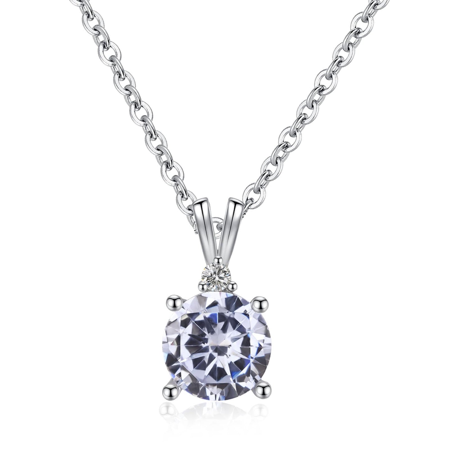 Femmes Argent Diamant Collier, 925 Sterling Silver Chain Pendentif Collier