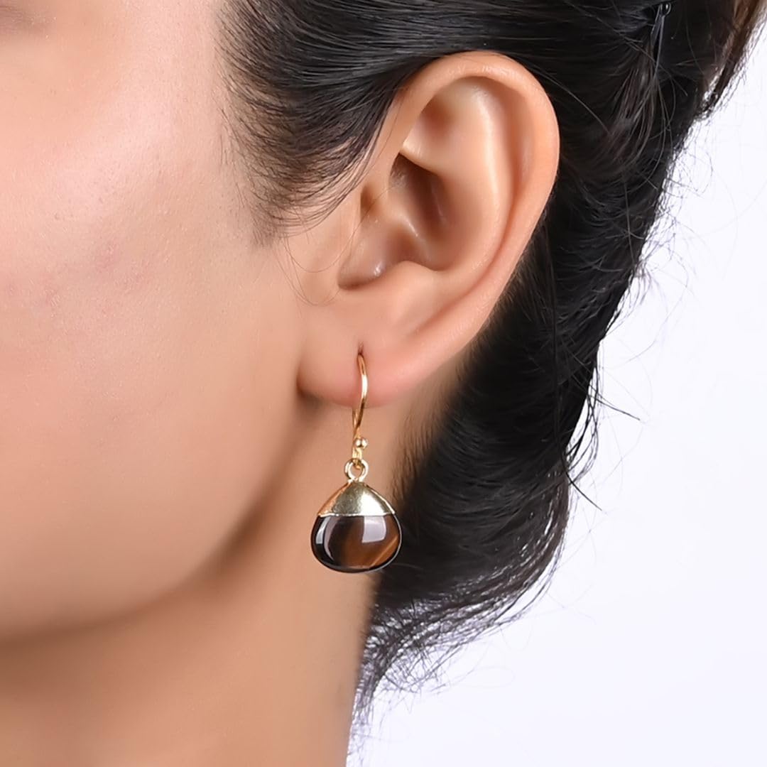 Gempires – boucle d'oreille à crochet en forme de poire plaquée électro naturelle