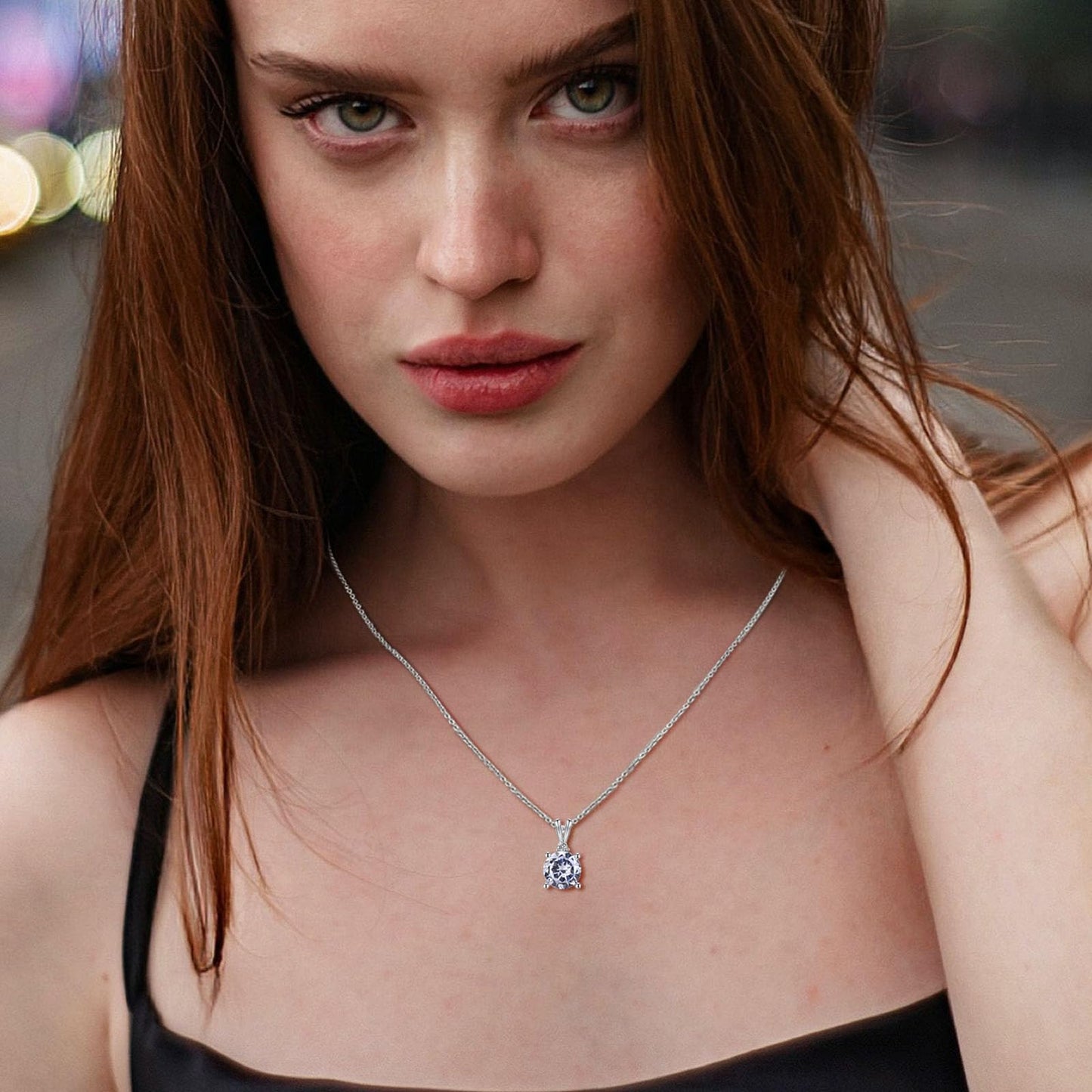 Femmes Argent Diamant Collier, 925 Sterling Silver Chain Pendentif Collier