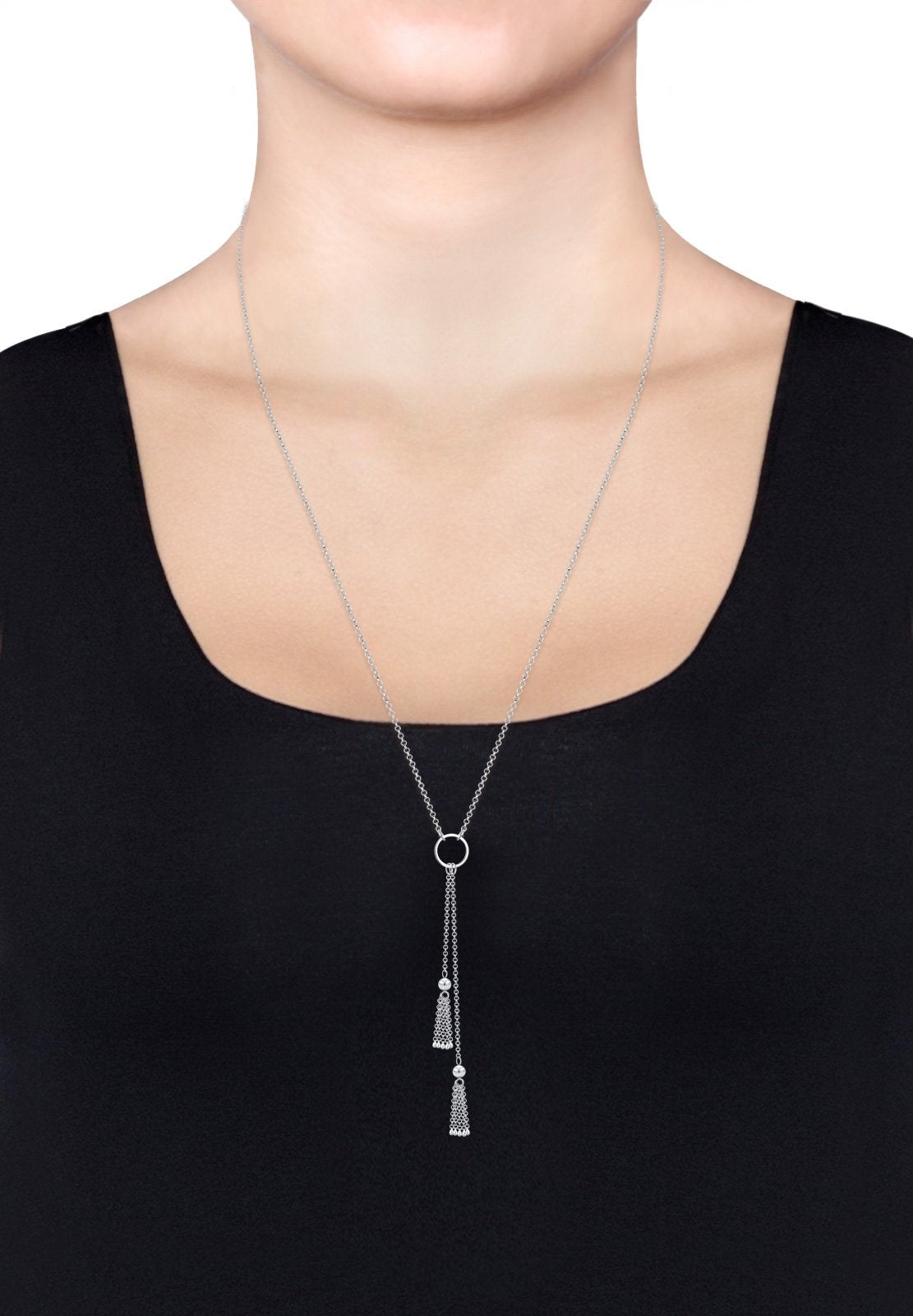 Elli Collier Femme en Y Pendentif à Gland en Argent Sterling 925
