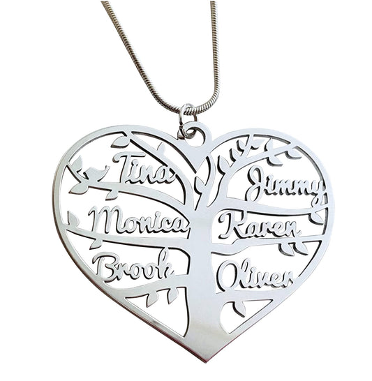 Collier pour Femme en Argent, Personnalisé Nom, Arbre Généalogique